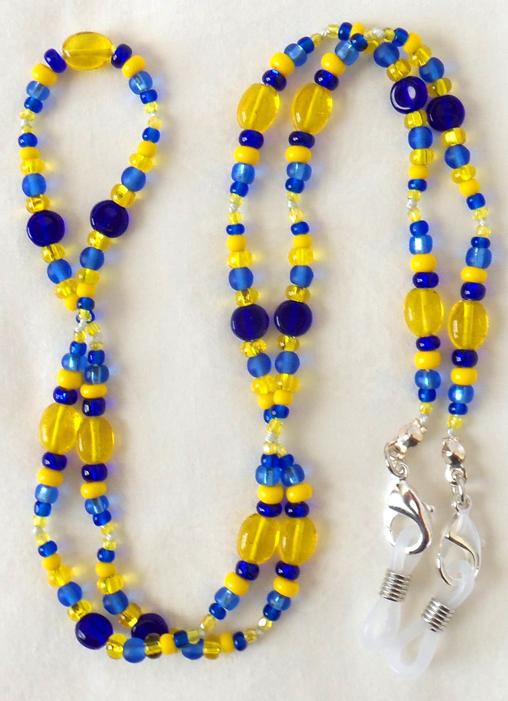 Blue & Yellow Beaded Eyeglass Chain - Juicybeads Jewelry