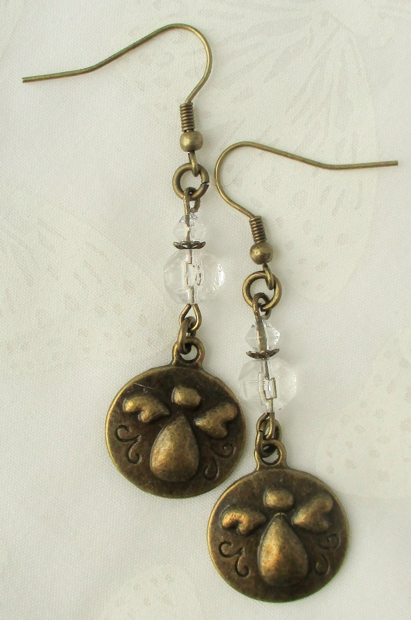 Brass Angel Charm Earrings - Juicybeads Jewelry