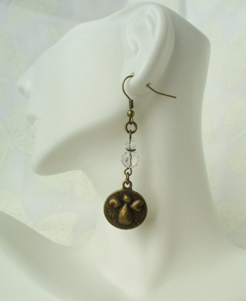 Brass Angel Charm Earrings - Juicybeads Jewelry