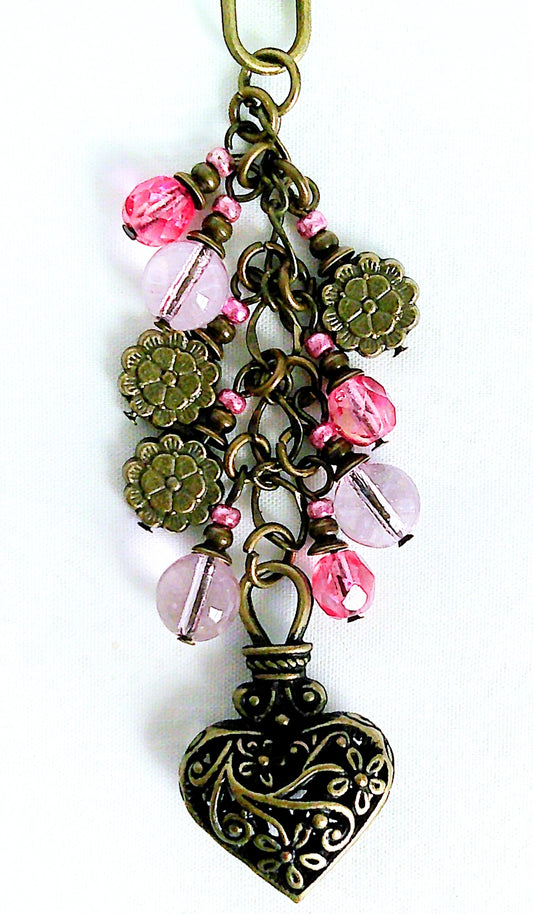 Brass Heart Beaded Purse Charm - Juicybeads Jewelry