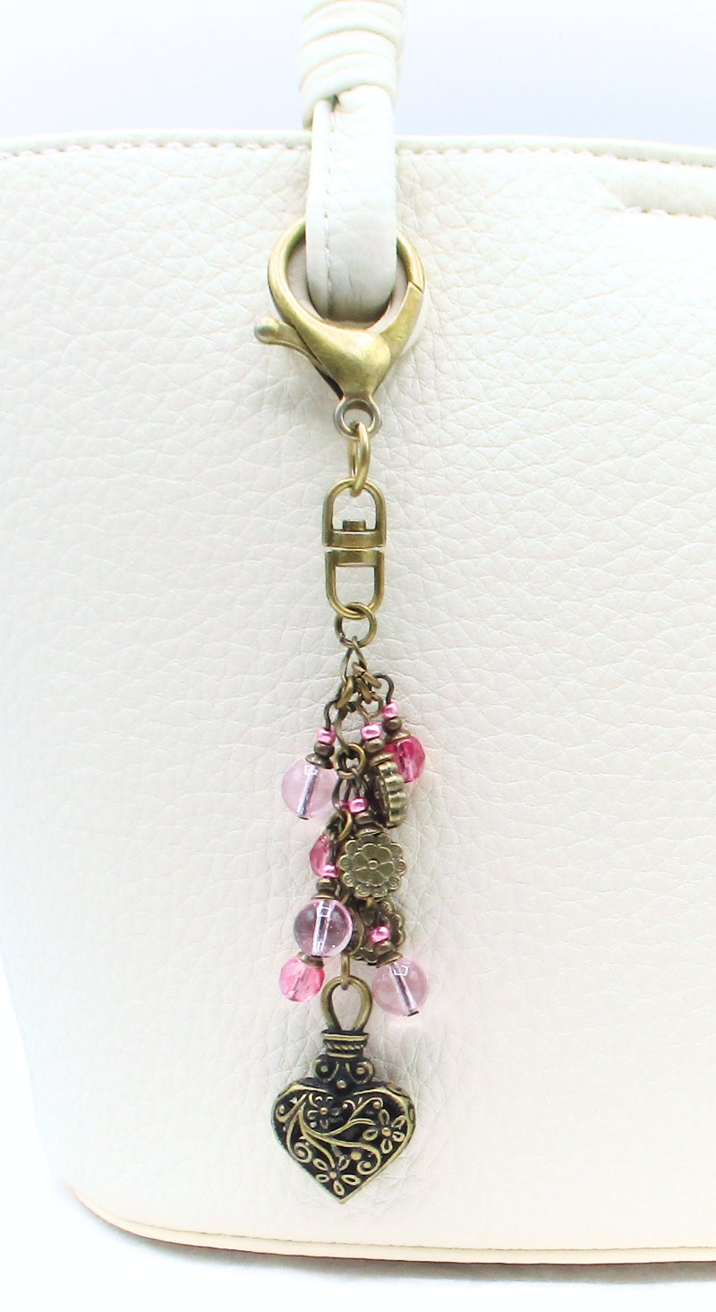 Brass Heart Beaded Purse Charm - Juicybeads Jewelry