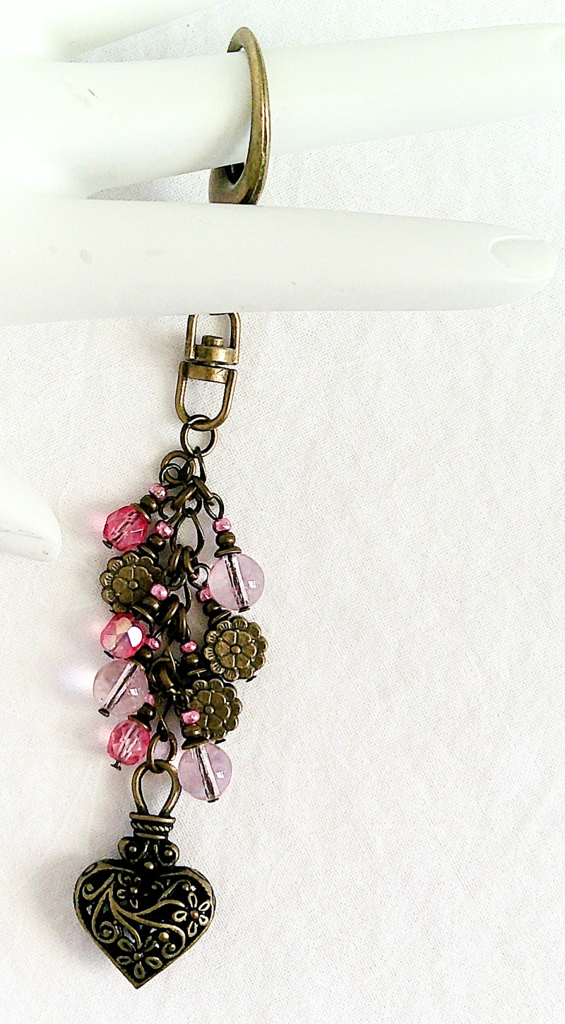 Brass Heart Beaded Purse Charm - Juicybeads Jewelry