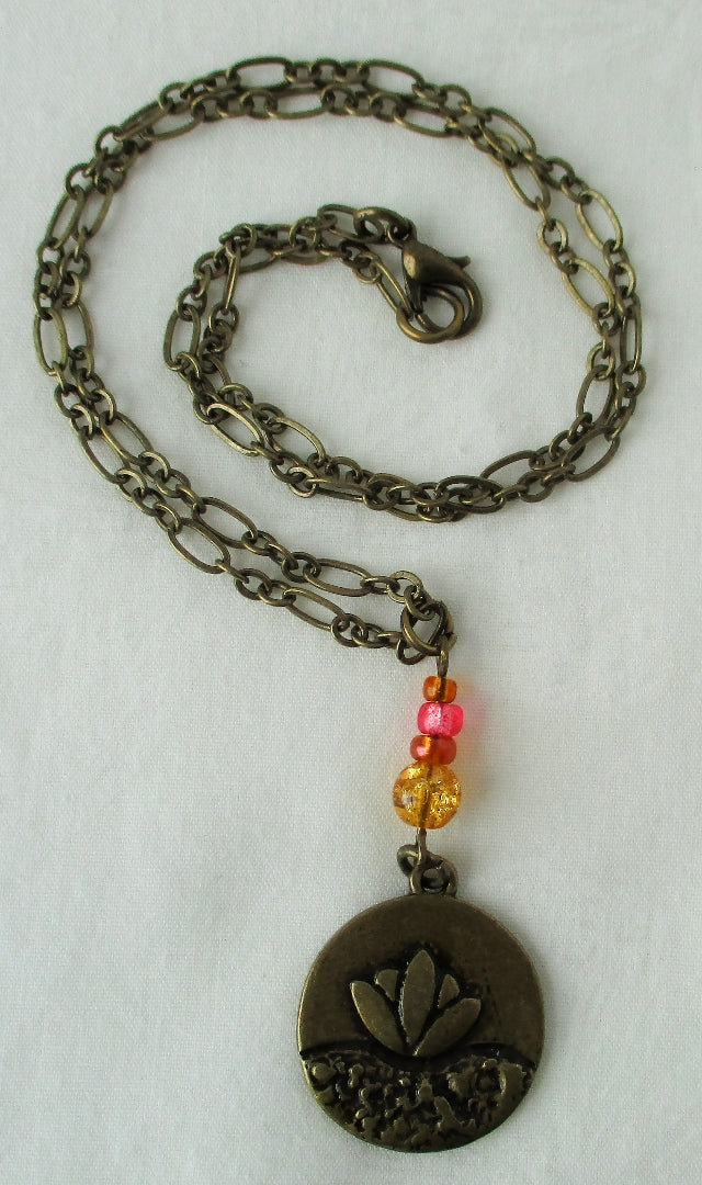 brass lotus necklace - juicybeads jewelry