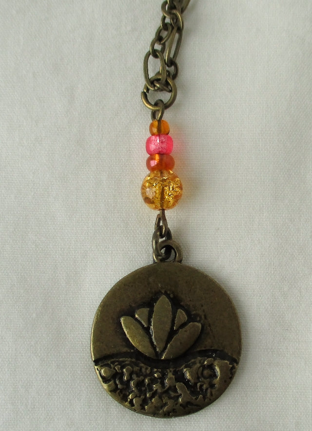 brass lotus necklace - juicybeads jewelry