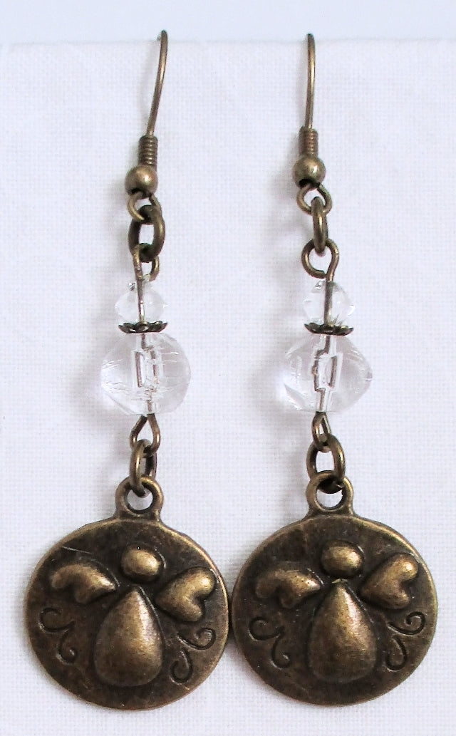 Brass Angel Dangle Earrings - Juicybeads Jewelry