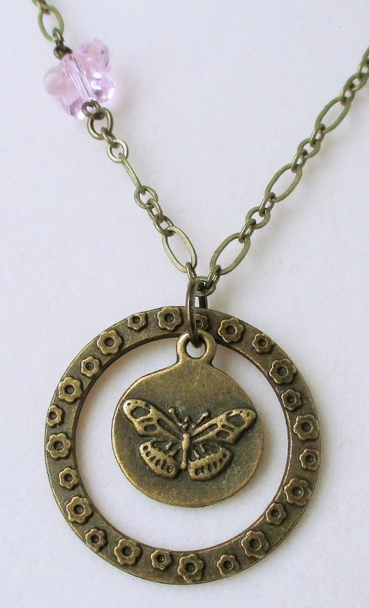 Brass Butterfly Pendant Necklace - Juicybeads Jewelry