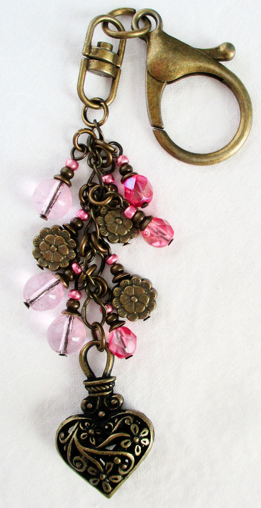 Brass Heart Beaded Purse Charm - Juicybeads Jewelry