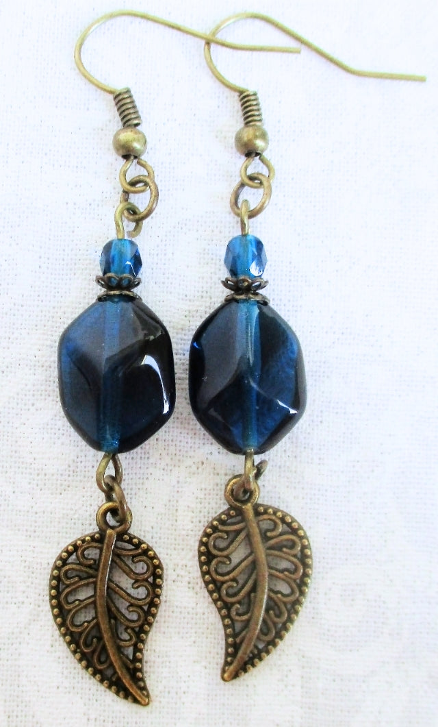 Brass Leaf Beaded Earrings - Juicybeads Jewelry
