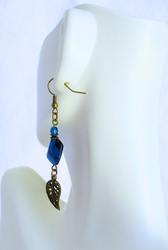 Brass Leaf Beaded Earrings - Juicybeads Jewelry