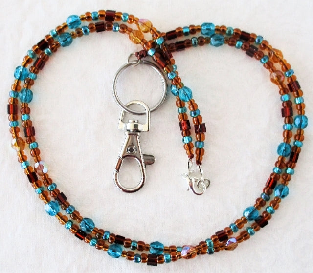 Brown Green Beaded Lanyard - Juicybeads Jewelry