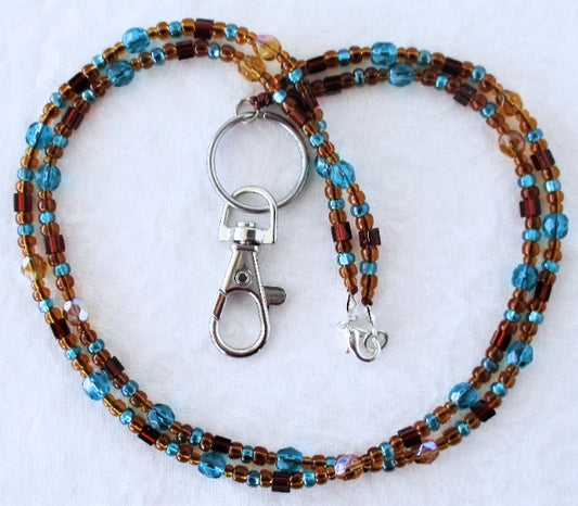 Brown Green Beaded Lanyard - Juicybeads Jewelry