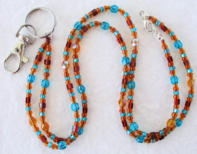 Brown Green Beaded Lanyard - Juicybeads Jewelry