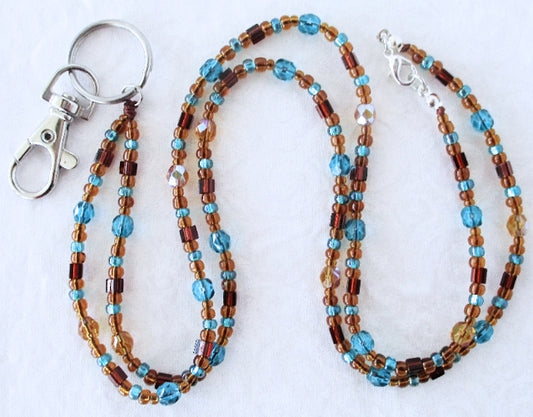 Brown Green Beaded Lanyard - Juicybeads Jewelry