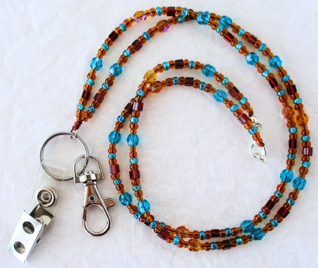 Brown Green Beaded Lanyard - Juicybeads Jewelry