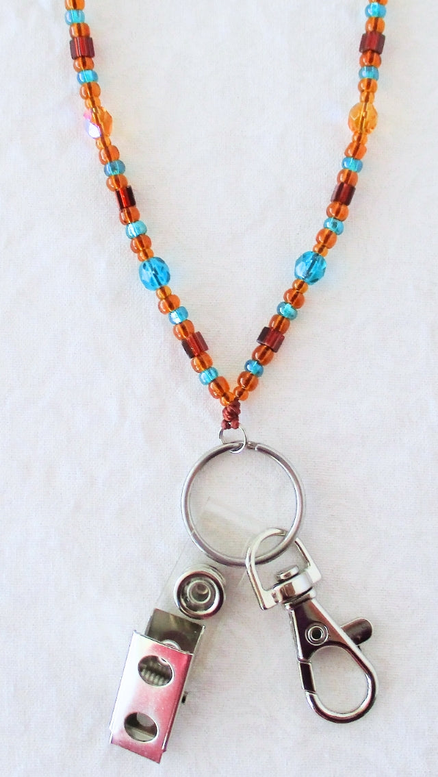 Brown Green Beaded Lanyard - Juicybeads Jewelry