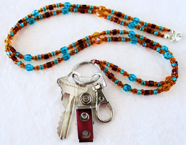 Brown Green Beaded Lanyard - Juicybeads Jewelry