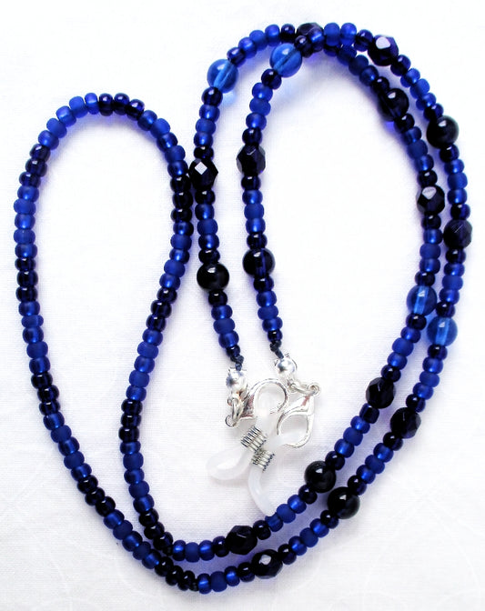 Dark Blue Beaded Eyeglass Chain - Juicybeads Jewelry