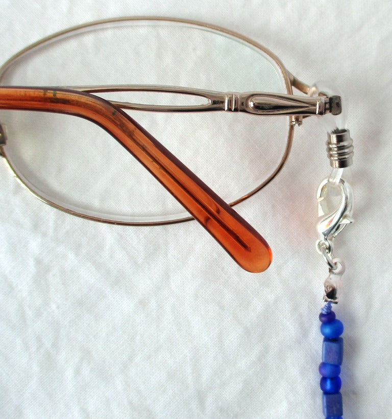 Dark Blue Beaded Eyeglass Chain  Juicybeads Jewelry