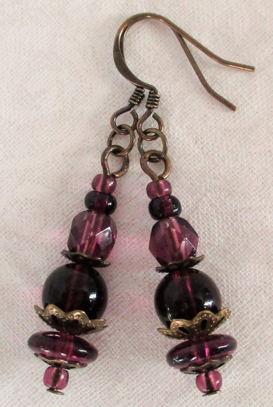 dark purple drop earrings - Juicybeads Jewelry