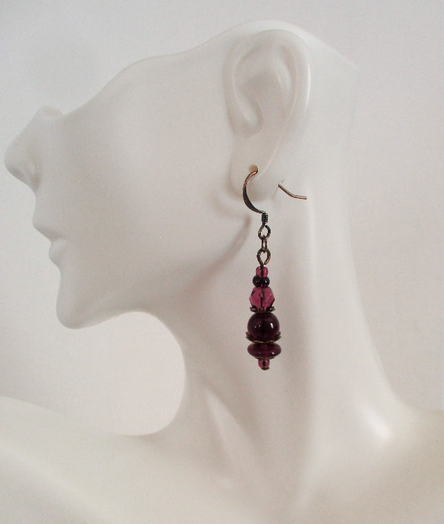 dark purple drop earrings - Juicybeads Jewelry