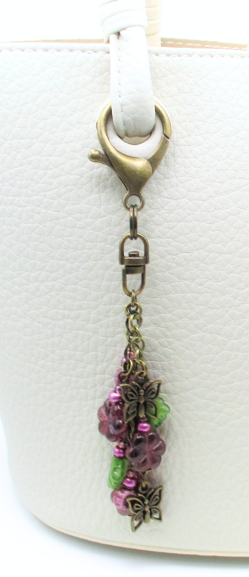 Dark Purple Flower Beaded Purse Charm - Juicybeads Jewelry