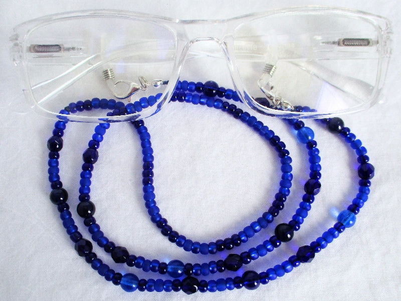 Dark Blue Beaded Eyeglass Chain - Juicybeads Jewelry