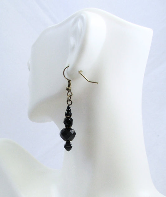 Faceted Black Drop Earrings - Juicybeads Jewelry
