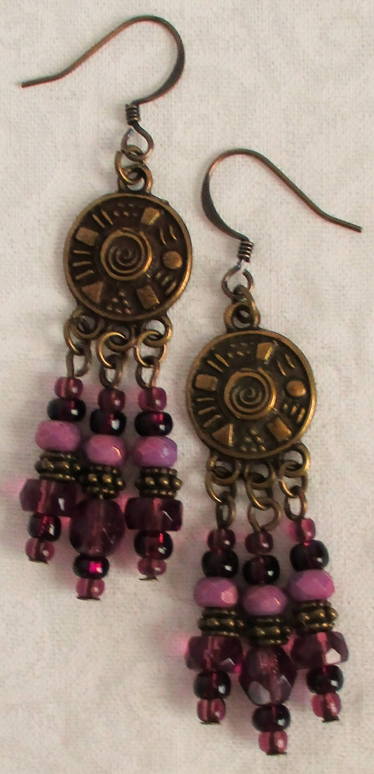 Fall Purple Beaded Earrings - Juicybeads Jewelry