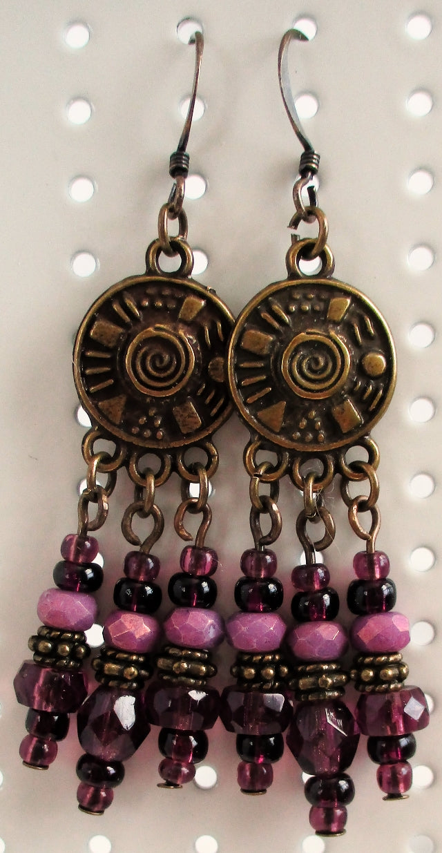 Fall Purple Beaded Earrings - Juicybeads Jewelry