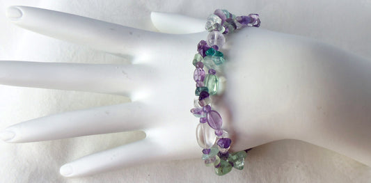 Fluorite Double Strand Gemstone Bracelet  - Juicybeads Jewelry