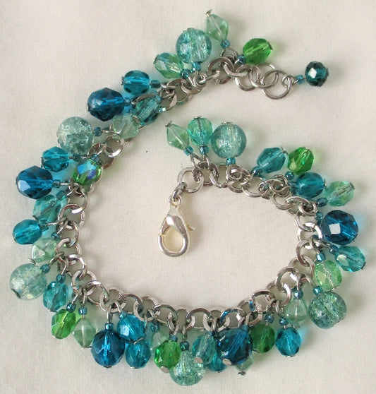 Green Beaded Cluster Bracelet - Juicybeads Jewelry