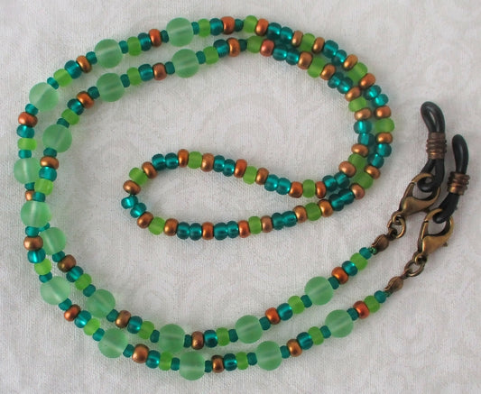 Green Brown Beaded Eyeglass Chain - Juicybeads Jewelry