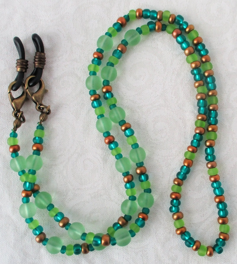 Green Brown Beaded Eyeglass Chain - Juicybeads Jewelry