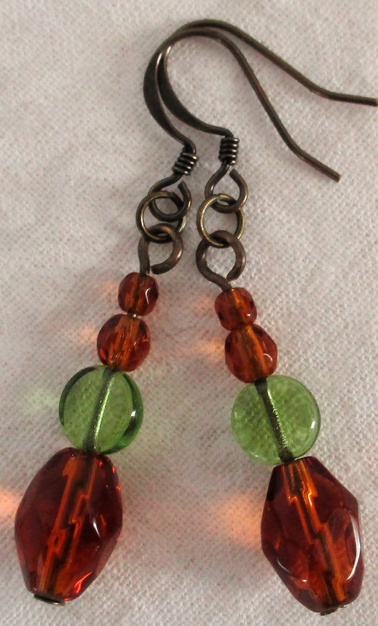 green & brown earrings - juicybeads jewelry