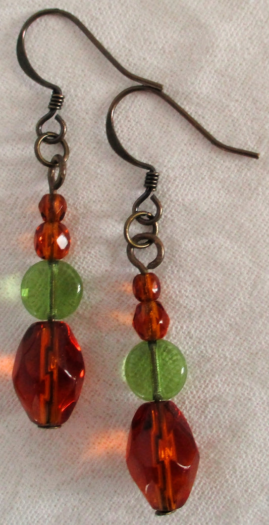 green & brown earrings - juicybeads jewelry