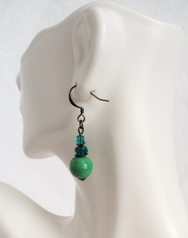 Green Mix Dangle Earrings - Juicybeads Jewelry