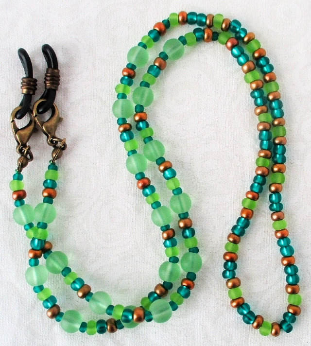 Green Brown Beaded Eyeglass Chain - Juicybeads Jewelry