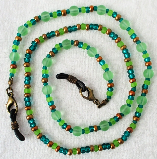 Green Brown Beaded Eyeglass Chain - Juicybeads Jewelry