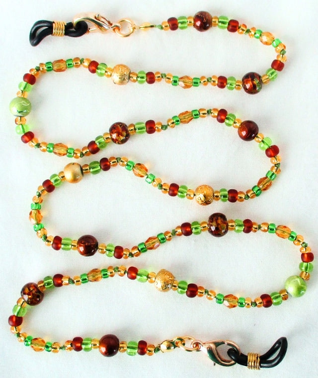 Green Brown Beaded Eyeglass Chain - Juicybeads Jewelry