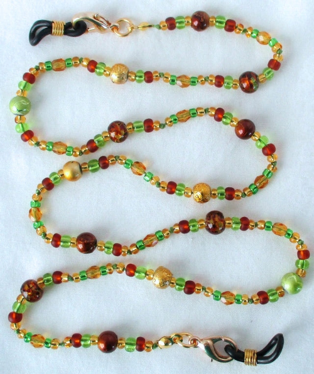 Green Brown Beaded Eyeglass Chain - Juicybeads Jewelry