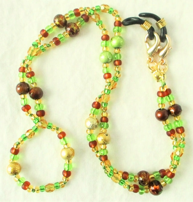 Green Brown Beaded Eyeglass Chain - Juicybeads Jewelry