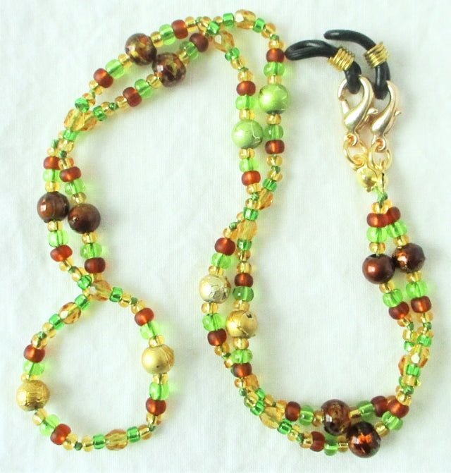 Green Brown Beaded Eyeglass Chain - Juicybeads Jewelry