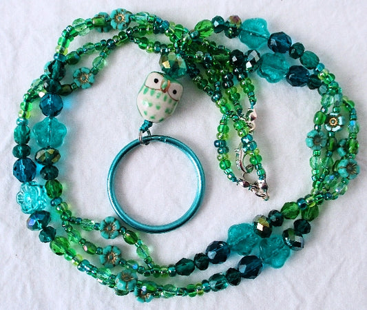 green flower beaded lanyard - juicybeads jewelry