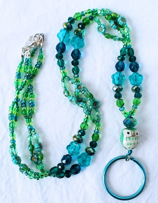 green flower beaded lanyard - juicybeads jewelry