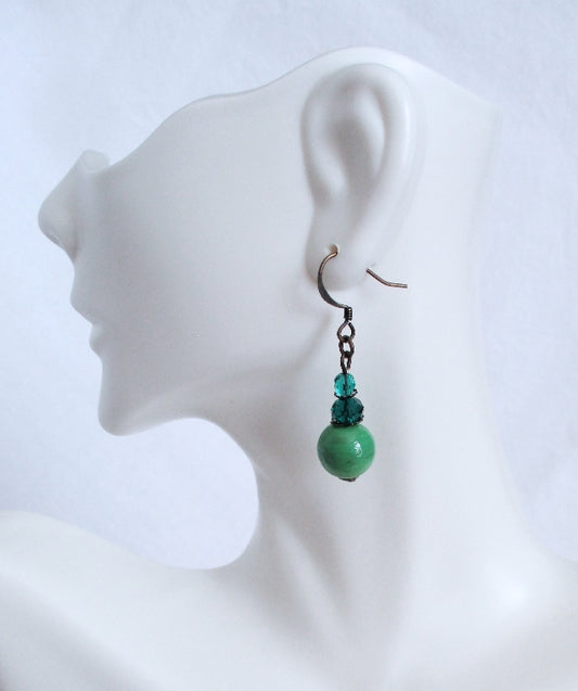 Green Mix Dangle Earrings - Juicybeads Jewelry