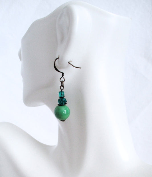 Green Mix Dangle Earrings - Juicybeads Jewelry