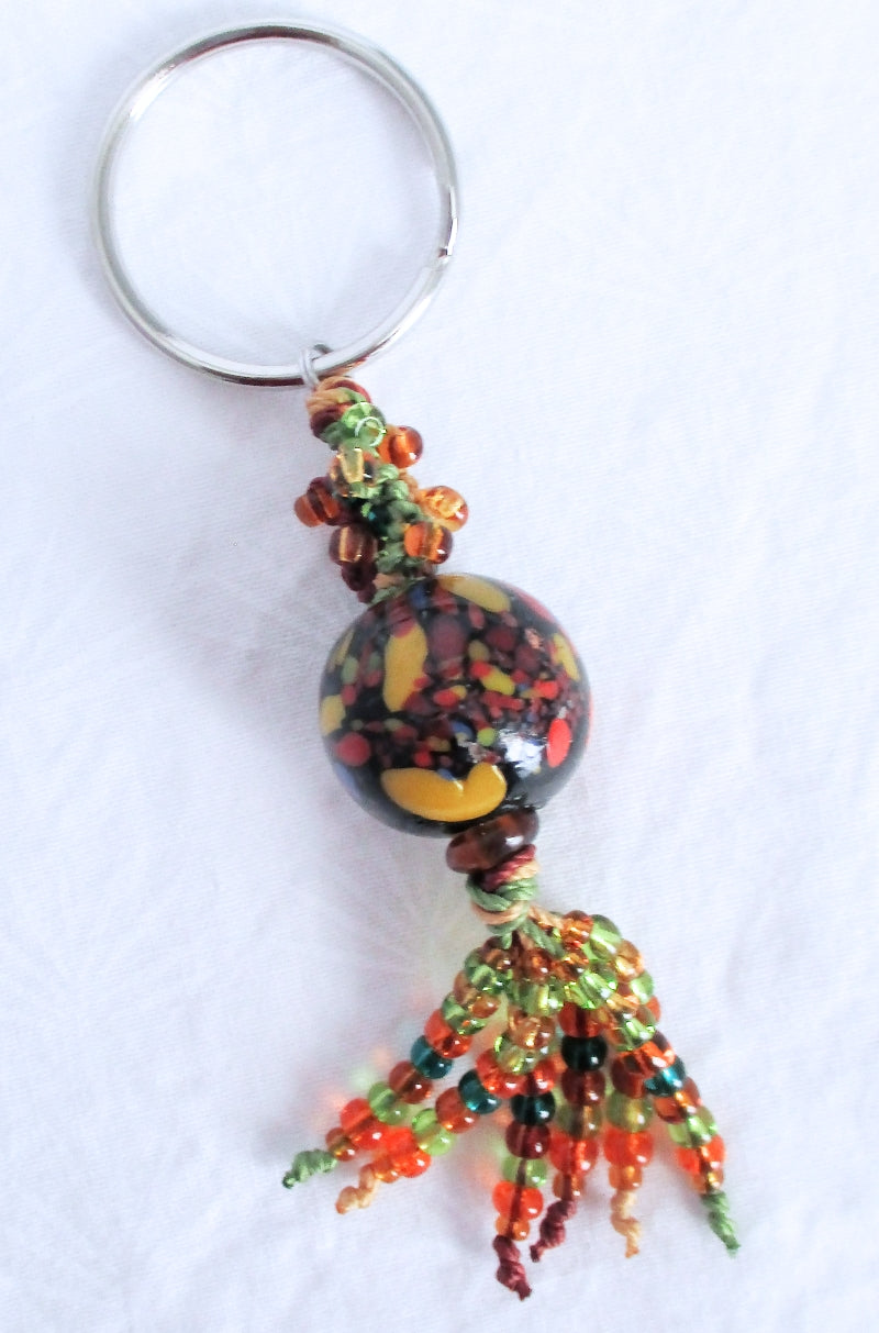 Green & Orange Beaded Keychain - Juicybeads Jewelry