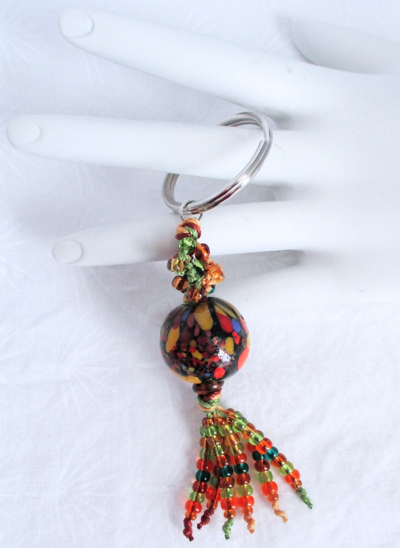 Green & Orange Beaded Keychain - Juicybeads Jewelry