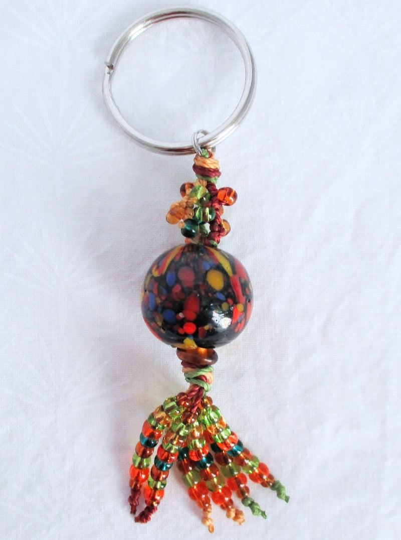 Green & Orange Beaded Keychain - Juicybeads Jewelry
