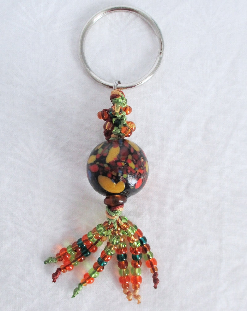 Green & Orange Beaded Keychain - Juicybeads Jewelry